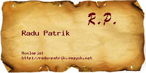 Radu Patrik névjegykártya